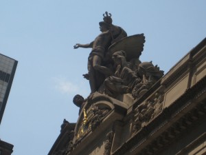 Statuary over the 42nd Street entrance to Grand Central Station. Mercury, Hercules, and Minerva inspired Wayne after an unseen encounter with Jon and Mara.